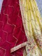 Fascinating Yellow Thread-Work Silk Lehenga Choli With Dupatta