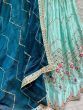 Bewitching Sky-Blue Thread-Work Silk Wedding Wear Lehenga Choli