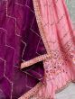 Charming Pink Thread-Work Silk Wedding Lehenga Choli With Dupatta