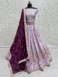 Mesmerizing Lavender Thread-Work Silk Bridesmaid Lehenga Choli 