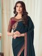 Prodigious Navy Blue Sequin Embroidery Silk Party Wear Saree
