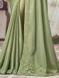 Irresistible Pastel Green Thread Embroidery Silk Festival Wear Saree
