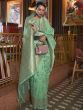 Pleasing Sea-Green Zari Weaving Silk Saree With Blouse