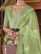 Pleasurable Light-Green Zari Weaving Silk Saree With Blouse