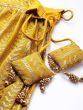 Mustard & Gold-Toned Embellished Sequinned Semi-Stitched Myntra Lehenga & Unstitched Blouse 