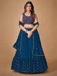 Exotic Navy Blue Floral Embroidered Silk Party Wear Lehenga Choli