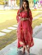 Exquisite Red Bandhej Print Gaji Silk Festival Wear Readymade Kaftan 