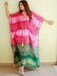 Splendid Pink Bandhej Print Gaji Silk Festival Wear Readymade Kaftan 