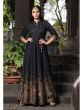 Black Digital Printed Muslin Silk Party Wear Designer Gown (Default)