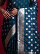 Delightful Blue Zari Weaving Silk Wedding Wear Saree With Blouse