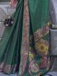 Enormous Dark Green Floral Silk Festival Wear Saree with Blouse