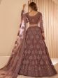 Wonderful Brown Embroidered Net Wedding Wear Lehenga Choli