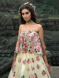 Off White Floral Thread Embroidered Soft Net Party Wear Lehenga Choli