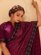 Unique Wine Sequins Embroidered Georgette Party Wear Saree