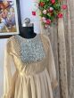 Readymade Cream Color Anarakali Long Gown With Dupatta