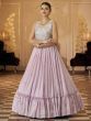Comforting Dusty Pink Thread & Sequins Work Georgette Ruffle Gown