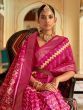 Astonishing Dark Pink Digital Printed Patola Silk Saree With Blouse
