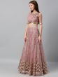 Mauve Sequinned Semi-Stitched Myntra Lehenga & Unstitched Blouse with Dupatta