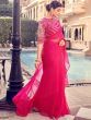 Ravishing Pink Sequins Orangza Party Wear Ruffle Saree With Blouse
