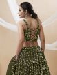 Bewitching Green Embroidered Georgette Mehendi Wear Lehenga Choli