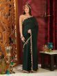 Bottle Green Embroidered Georgette Partywear Saree With Blouse