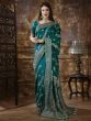 Teal Green Embroidered Art Silk Wedding Saree With Blouse