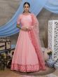 Pink Thread Work Festive Wear Long Anarkali Gown