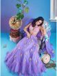 Light Purple Floral Patch Net Party Wear Ruffle Lehenga Choli With Dupatta (Default)