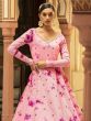 Lavish Pink Shibori Print Sequence Embroidered Cotton Party Wear Gown