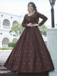 Desirable Dark Maroon Cotton Sequins Event Wear Long Anarkali Gown With Koti