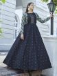 Charming Blue Cotton Sequins Party Wear Long Gown With Multi-Color Koti