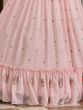 Classic Pastel Pink Thread & Sequins Work Georgette Ruffle Style Gown