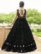 Marvelous Black Georgette Foil Mirror Event Wear Long Anarkali Gown   