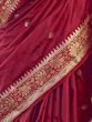 Marvelous Maroon Zari Weaving Satin Wedding Wear Saree With Blouse