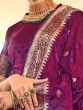 Charismatic Purple Zari Weaving Satin Reception Wear Saree
