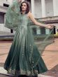 Fabulous Ombre Green Sequins Embroidery Chinon Party Wear Gown

