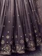 Desirable Dusty Purple Embroidered Engagement Wear Chinon Gown
