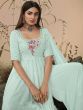 Sassy Sky Blue Embroidered georgette Festive Wear Palazzo Suit