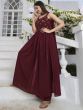 Wonderful Maroon Sequined Georgette Readymade Palazzo Suit 