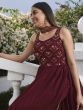 Wonderful Maroon Sequined Georgette Readymade Palazzo Suit 