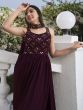 Impressive Purple Sequined Georgette Ready-to-wear Palazzo Suit