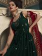 Lovley Bottle-Green Sequined Embroidery Georgette Festive Wear Gown