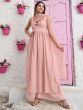 Spectacular Peach Sequins Work Georgette Event Wear Palazzo Suit