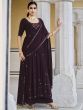 Mesmerizing Wine Seqined Georgette Marriage Wear Palazzo Suit