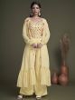 Exquisite Yellow Weaving Georgette Ready-Made Crop Top Palazzo
