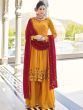 Ravishing Mustard Sequins Georgette Ceremony Wear Salwar Kameez
