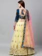 Yellow & Navy Blue Embroidered Semi-Stitched Myntra Lehenga & Unstitched Blouse with Dupatta