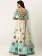 Off-White & Sea Green Embroidered Semi-Stitched Myntra Lehenga & Unstitched Blouse with Dupatta
