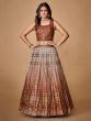 Impressive Brown Sequined Georgette Cocktail Party Lehenga Choli