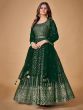 Lavish Emerald Green Sequined Georgette Festive Wear Gown 